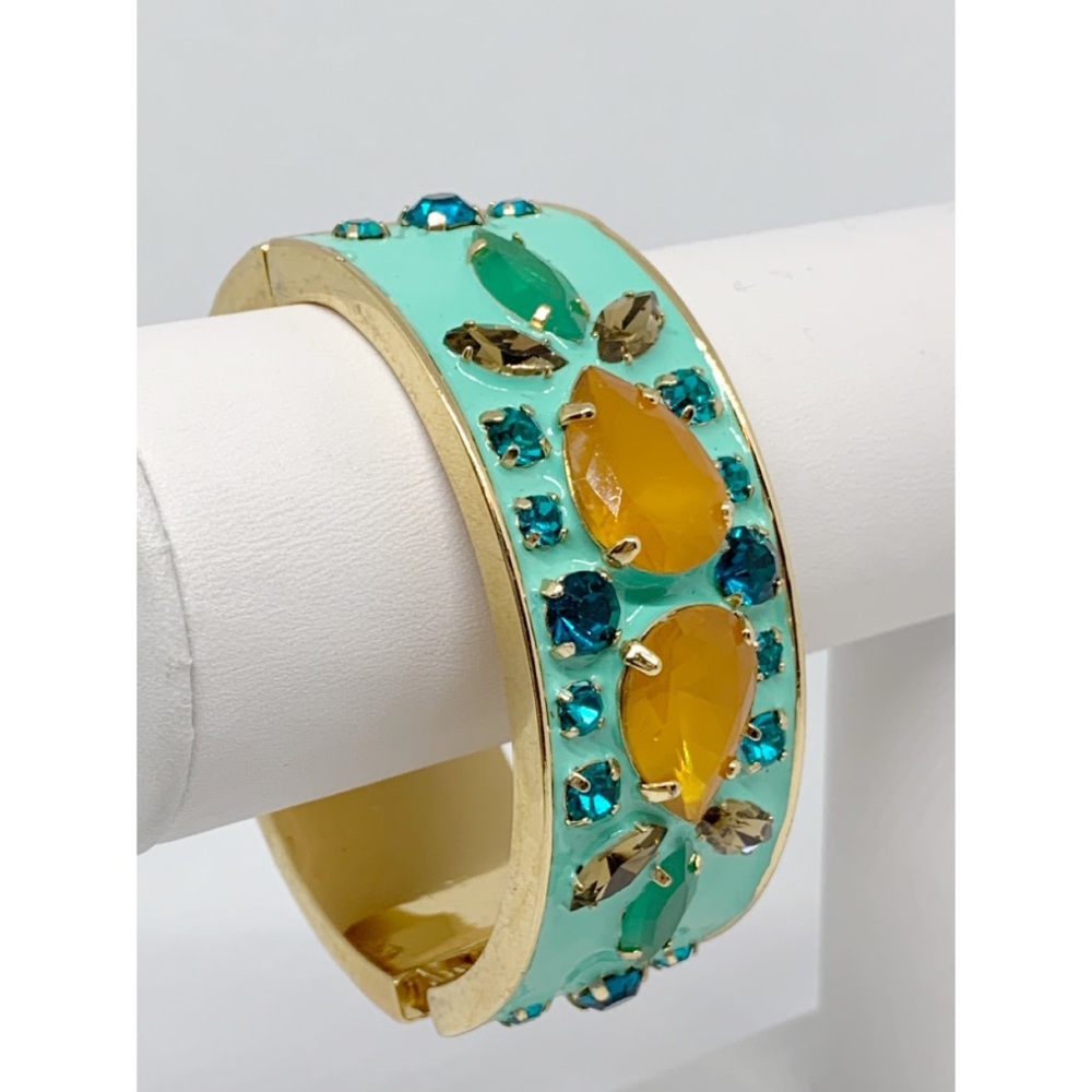J. Crew Jeweled Enamel Hinged Bangle Bracelet